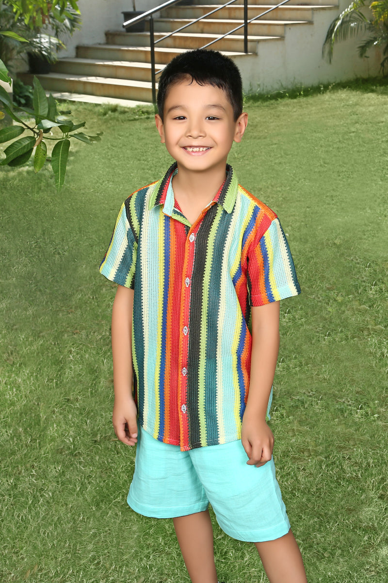 Multi Color Half Sleeve Stripes Cotton Shirt
