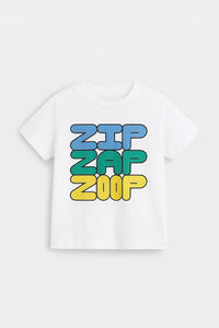 White Logo Print Half Sleeve T-shirt