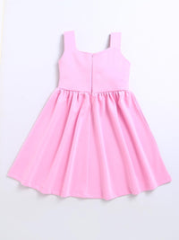 ZIP ZAP ZOOP Girls' Pink Party Dress with 3D White Flower Accent – Sleeveless Elegant Flared Dress