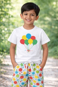 BOYS BALLOON T-SHIRT WITH BIG DOTS SHORTS SET