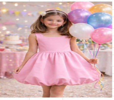 Pink Balloon Dress for Girls | Soft Summer Party Dress | ZIP ZAP ZOOP