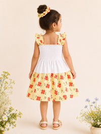 White & Yellow Floral Smocked Sundress