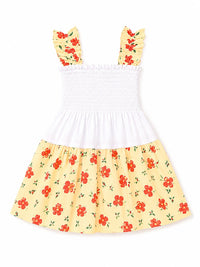 White & Yellow Floral Smocked Sundress