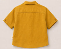 Bestseller Boys Mustard Yellow Ganpati Embroidered Cotton Shirt with Pocket