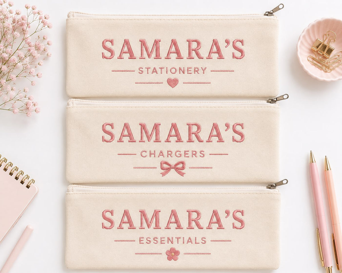 Custom Name Premium Canvas Zipper Pouch | Multi-Purpose Organizer for Stationery, Chargers & Accessories (Copy)