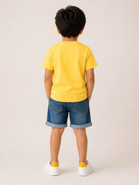 Girls And Boys Ganpati Print Yellow T-Shirt