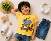 Girls And Boys Ganpati Print Yellow T-Shirt