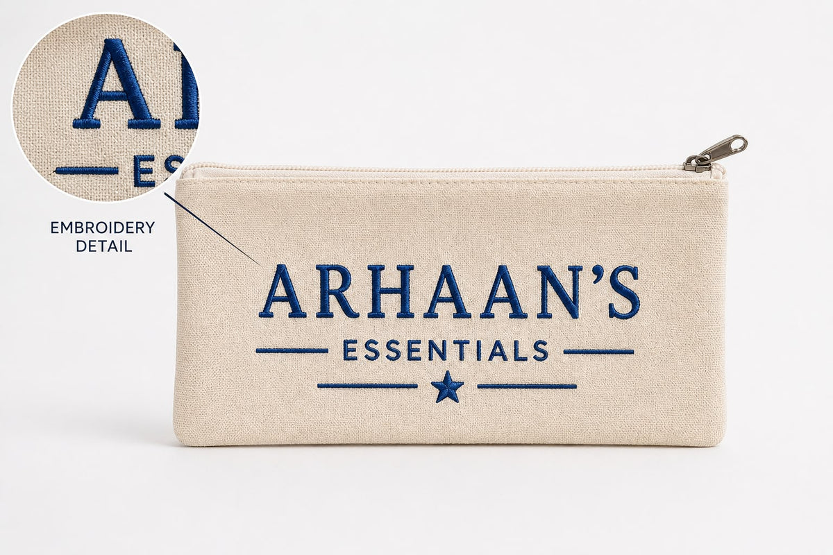 Personalized Name Pouch with Embroidery – Stylish Zipper Organizer