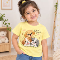 ZipZapZoop Cute Pups Girls T-Shirt – Yellow