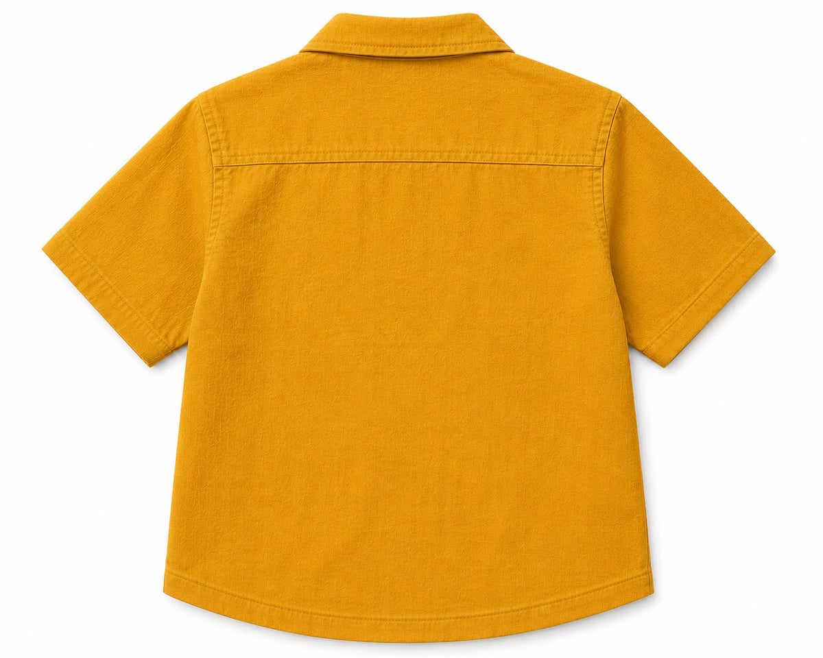 Bestseller Boys Mustard Yellow Embroidered Ganpati Cotton Shirt