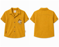 Bestseller Boys Mustard Yellow Embroidered Ganpati Cotton Shirt
