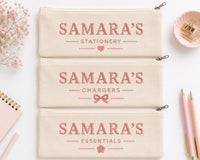 Custom Name Premium Canvas Zipper Pouch | Multi-Purpose Organizer for Stationery, Chargers & Accessories