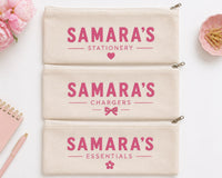 Custom Name Premium Canvas Zipper Pouch | Multi-Purpose Organizer for Stationery, Chargers & Accessories