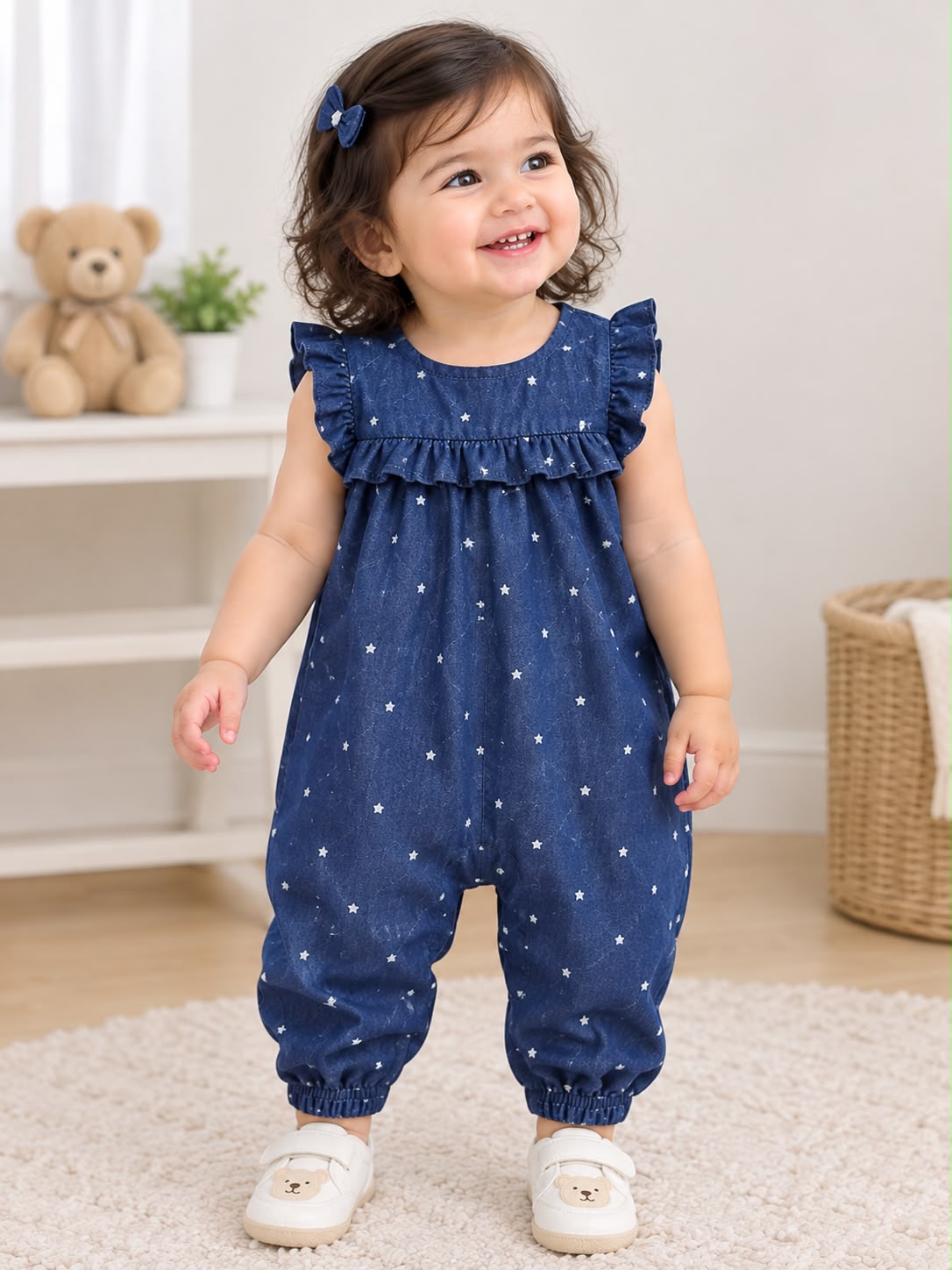 Blue All Over Dot Pattern Romper
