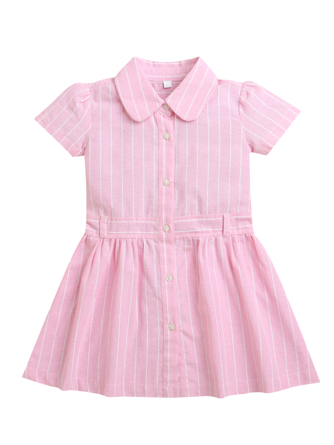 Pink Half Sleeve Cotton Baby Girl Dress - Main Image