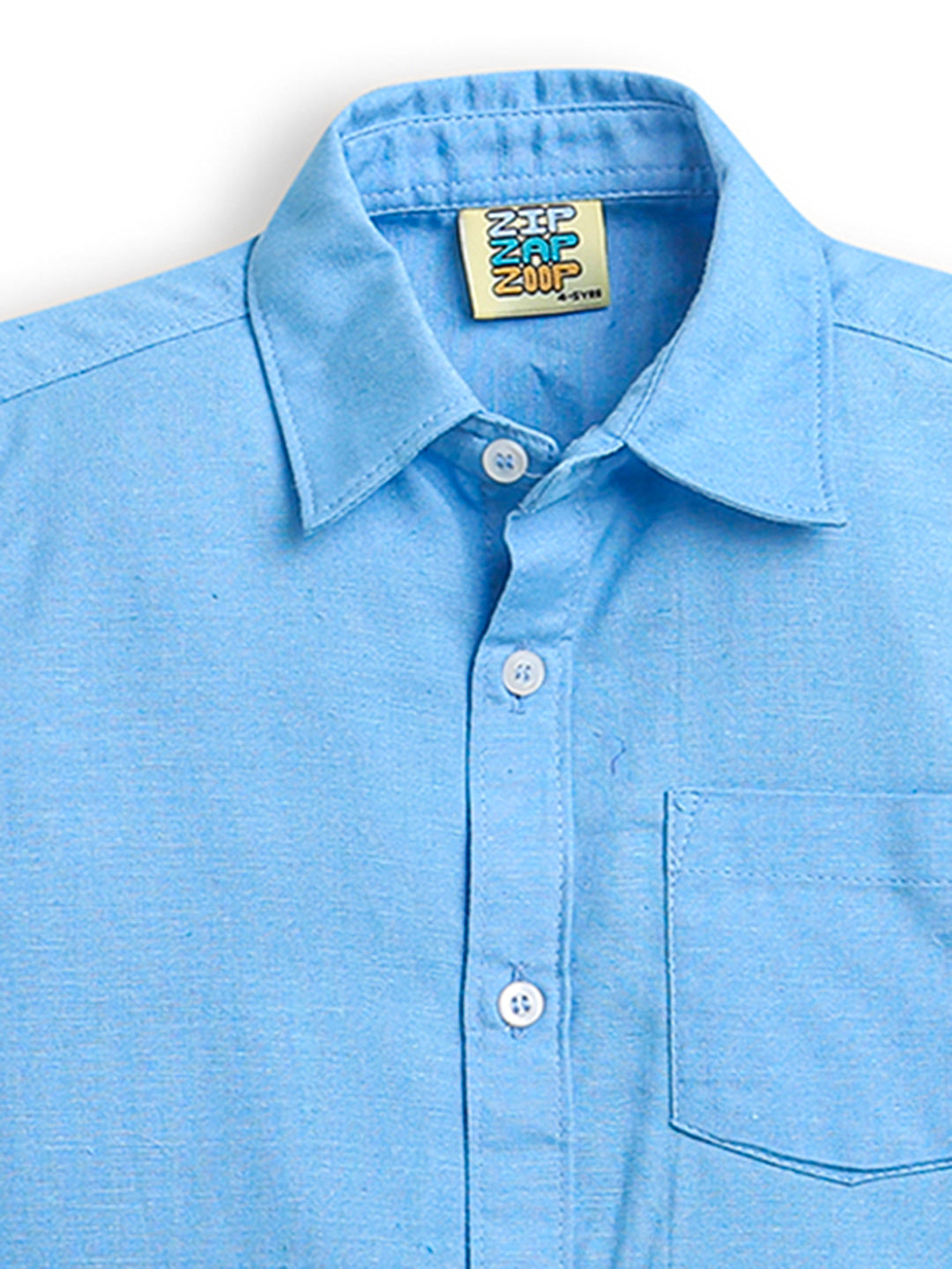 Sky Blue Half Sleeve Collar Neck Shirt with Pocket – ZipZapZoop