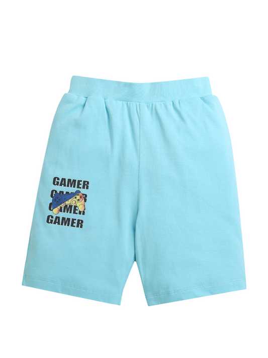 Sky Blue Gamer Print Pure Cotton Boys Shorts