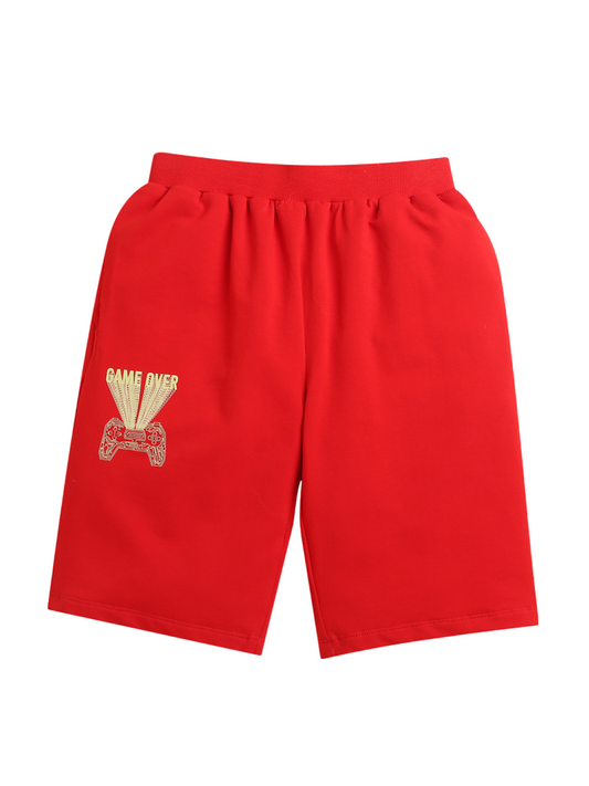 Red Game Over Print Boys Shorts