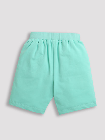 Mint Green Shark & Ice cream Print Boys Shorts