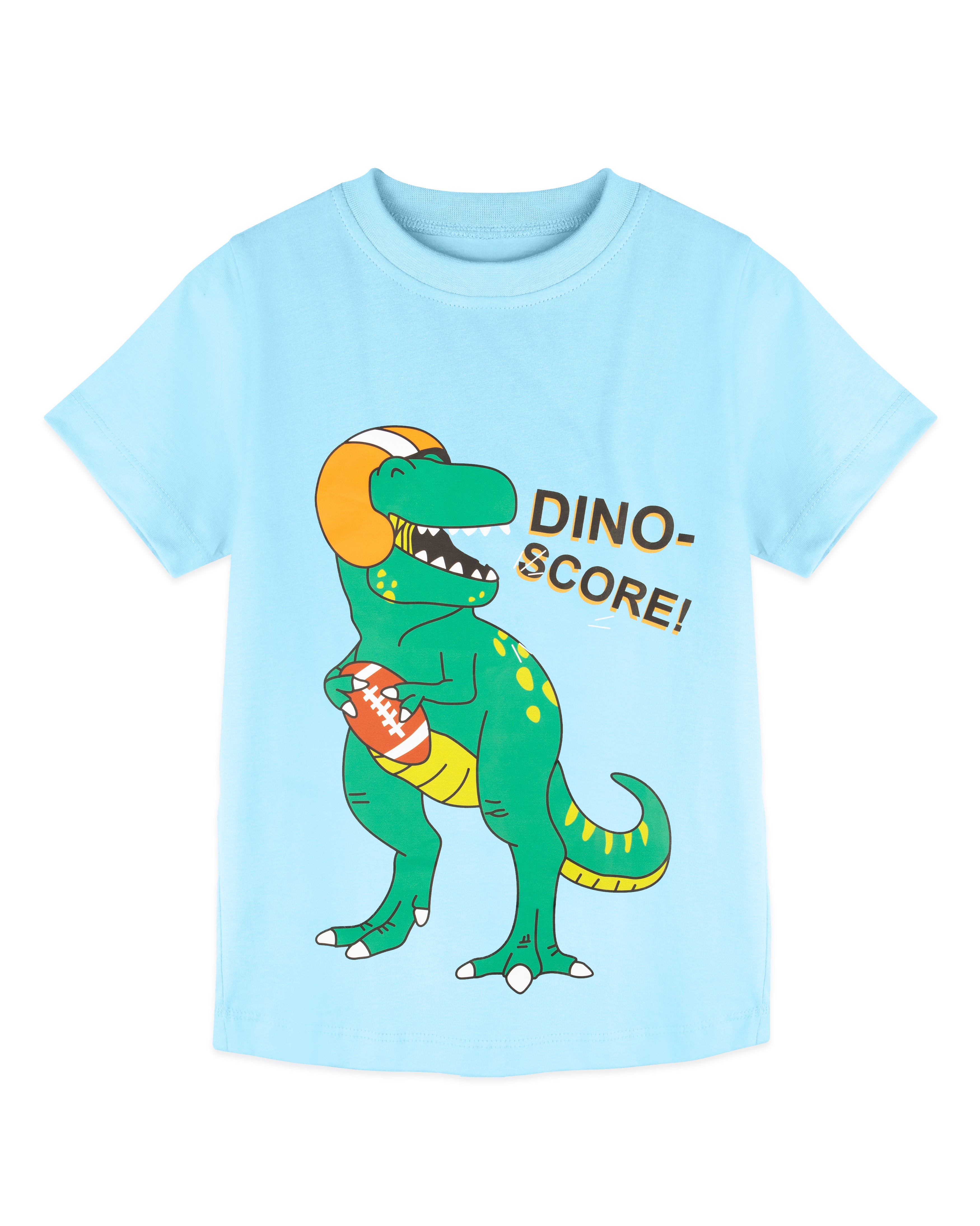 Sky Blue Dino Score Print Half Sleeve Boys T-Shirt – ZipZapZoop