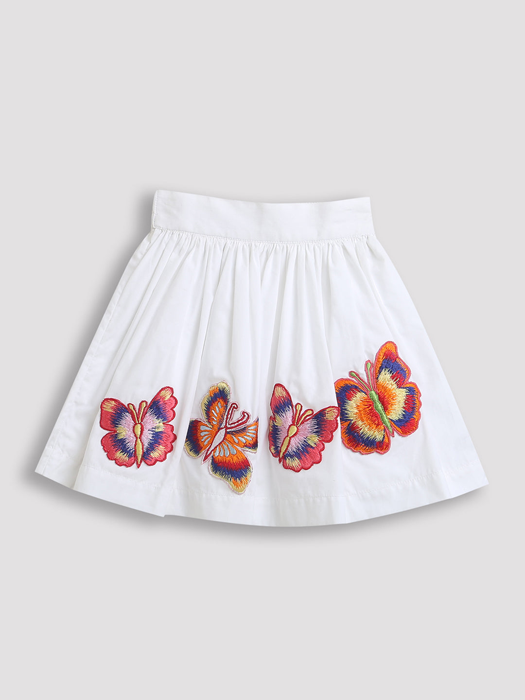 Girls White Butterfly Embroidered Skirt – ZipZapZoop