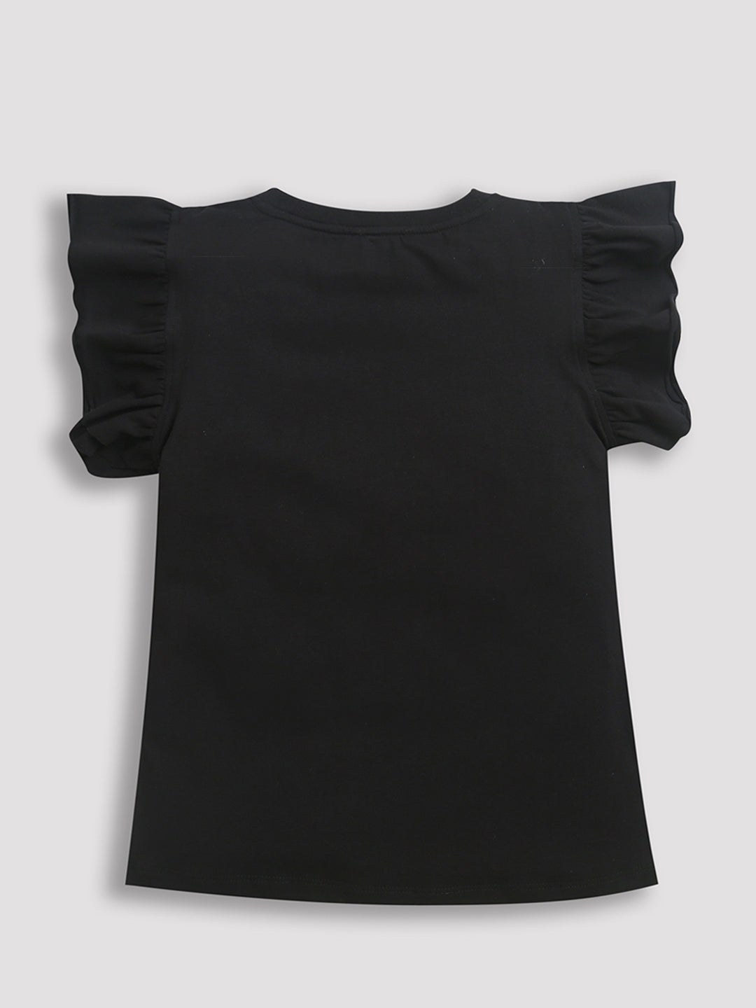 Black Frill Sleeve White Heart Print Cotton T-shirt – ZipZapZoop